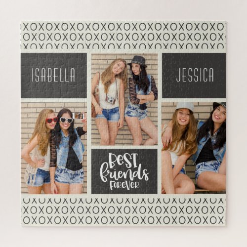 Trendy BFF Best Friends Forever Photo Collage Jigsaw Puzzle