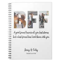 Trendy BFF Photo Collage Best Friend Forever Quote Notebook
