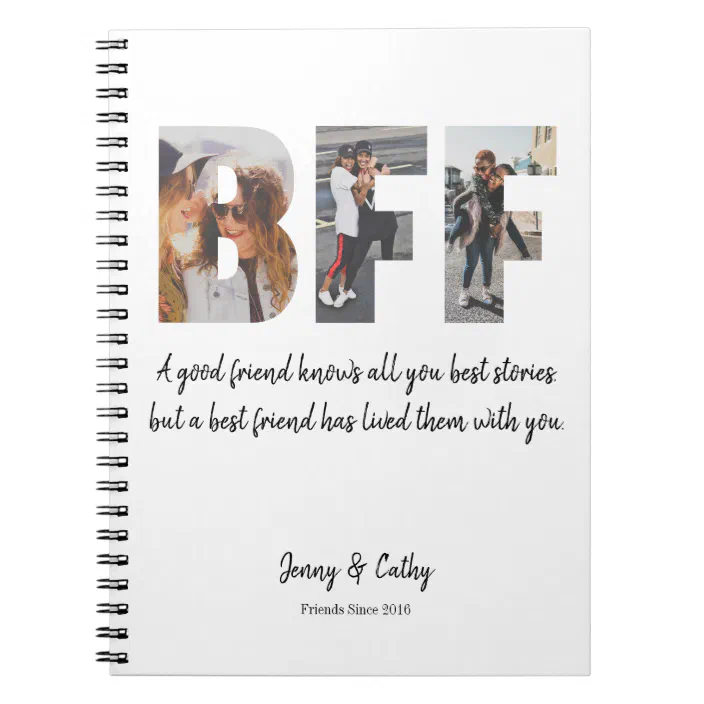 Trendy Bff Photo Collage Best Friend Forever Quote Notebook Zazzle Com