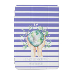 Trendy Bible Blue White Stripe Earth Hands Dove iPad Mini Cover