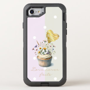 Trendy Bible Mauve Grey Dot Floral Cupcake Heart OtterBox Defender iPhone SE/8/7 Case