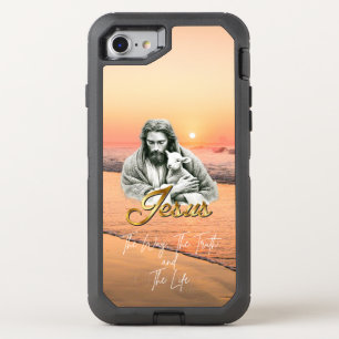 Trendy Bible Sunset Seascape Jesus Lamb Gold OtterBox Defender iPhone SE/8/7 Case