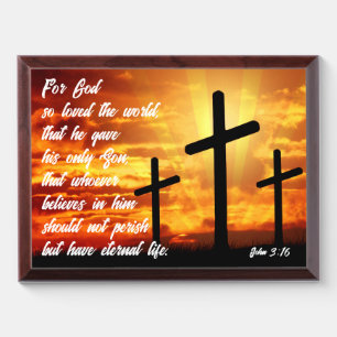 TRENDY BIBLE VERSE JOHN 3:16 CHRISTIAN GIFT AWARD PLAQUE