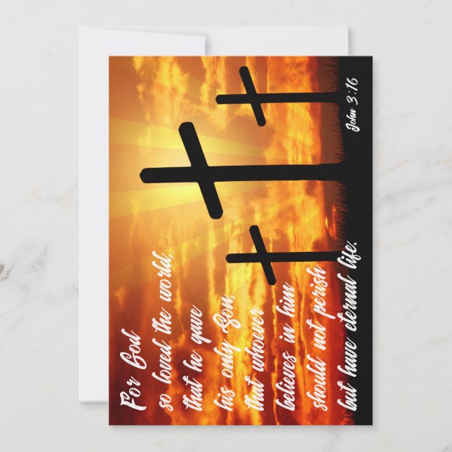 TRENDY BIBLE VERSE JOHN 3:16 CHRISTIAN GIFT INVITATION (Front)