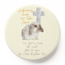 Trendy Bible Yellow Dot Bunny Floral Cross