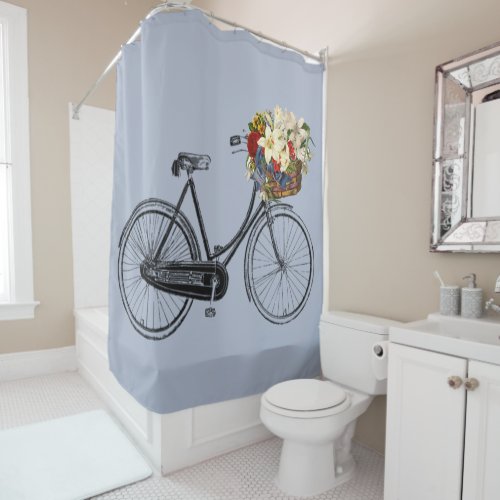 Trendy bicycle flower bike Shower curtain