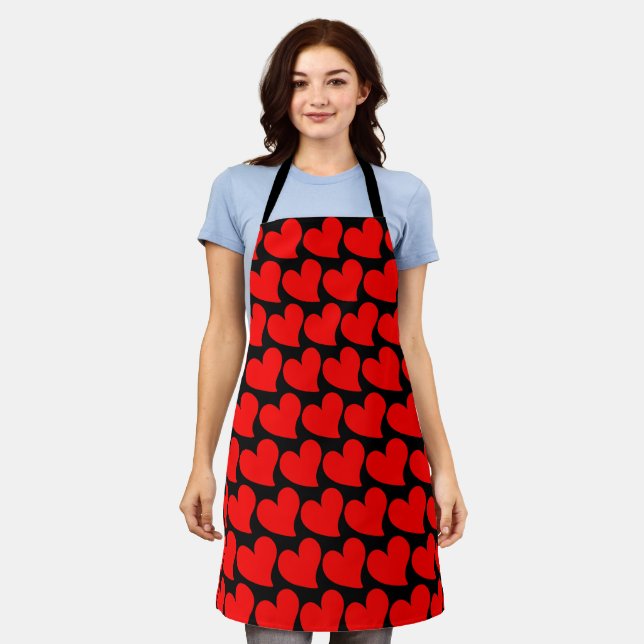 TRENDY BIG RED HEART  ROMANTIC VALENTINE   APRON (Worn)