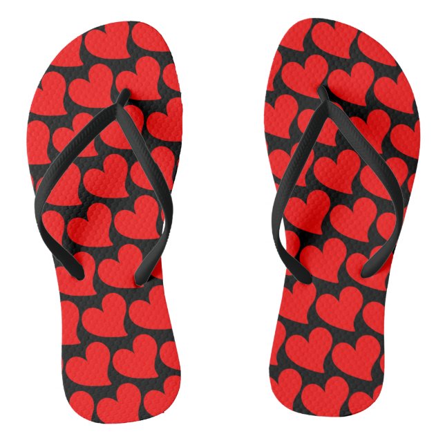 TRENDY BIG RED HEART  ROMANTIC VALENTINE FLIP FLOPS (Footbed)