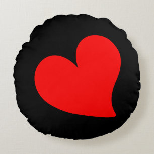 TRENDY BIG RED HEART ROMANTIC VALENTINE ROUND PILLOW