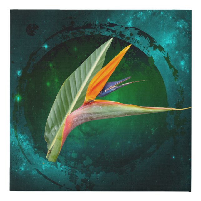 trendy bird of paradise flower floral faux canvas print (Front)