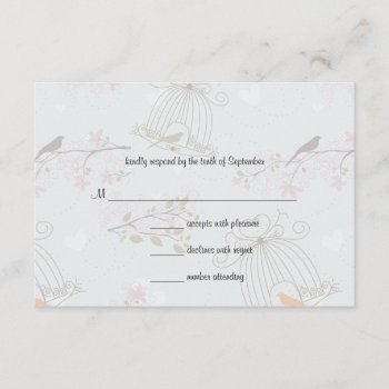 Trendy Birdcages And Flowerswedding Response Card by malibuitalian at Zazzle