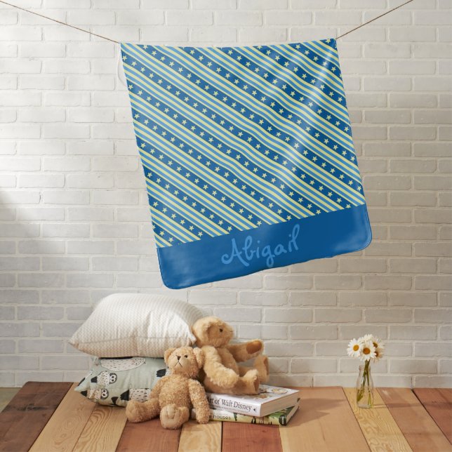 Trendy Birth Stats Girly Personalized Rainbow Baby Blanket (In Situ)