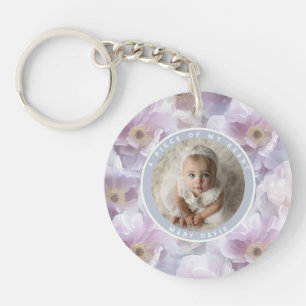 Trendy Birthday Gifts For Dad Photo Rose Floral Keychain