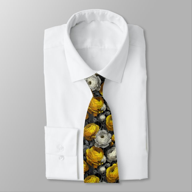 Trendy Birthday Gifts For Him Ranunculus Flower Neck Tie (Tied)