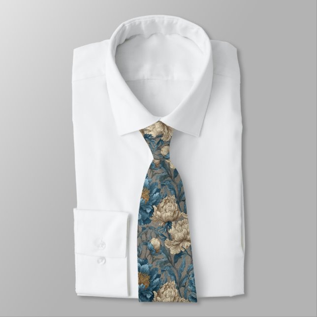 Trendy Birthday Gifts For Husband Peonies Neck Tie (Tied)