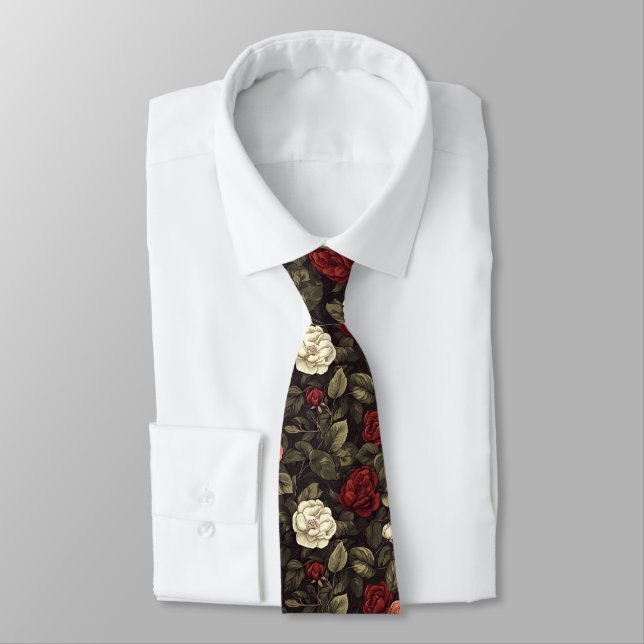 Trendy Birthday Gifts For Men Rose Flower Neck Tie (Tied)