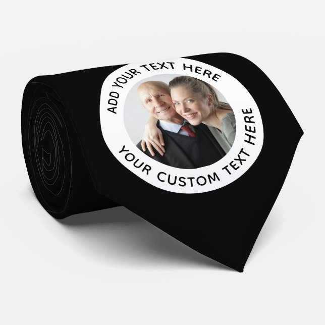 Trendy Birthday Holiday Gift Custom Photo Text Neck Tie (Rolled)