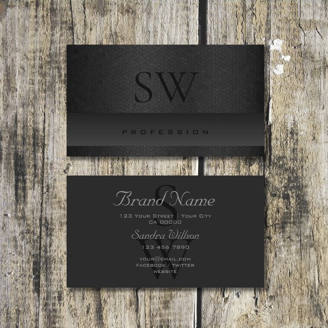 Trendy Black and Dark Gray Shimmery Snake Pattern Business Card (Creator Uploaded)