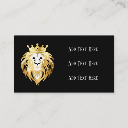 Trendy Black and Faux Gold Lion Head Logo Business Card