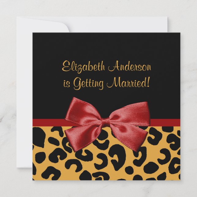 Trendy Black And Gold Leopard Print Bridal Shower Invitation (Front)