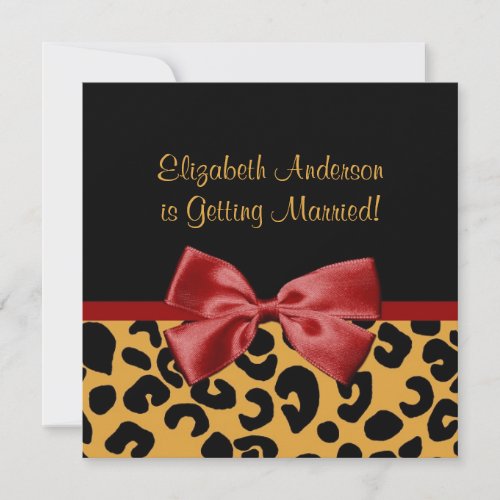 Trendy Black And Gold Leopard Print Bridal Shower Custom Announcement
