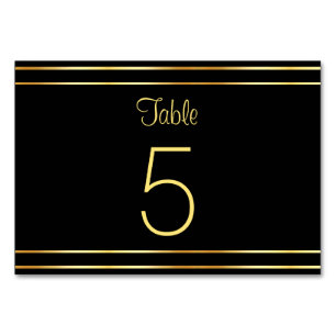 Trendy Black And Gold Modern Glamorous Template Table Number