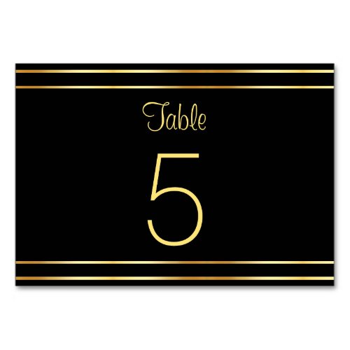 Trendy Black And Gold Modern Glamorous Template Table Number