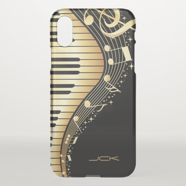 Trendy Black And Gold Music Notes Design Uncommon iPhone Case (Back)