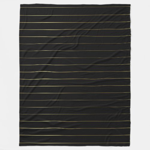 Trendy Black and Gold Striped Elegant Design Fleece Blanket