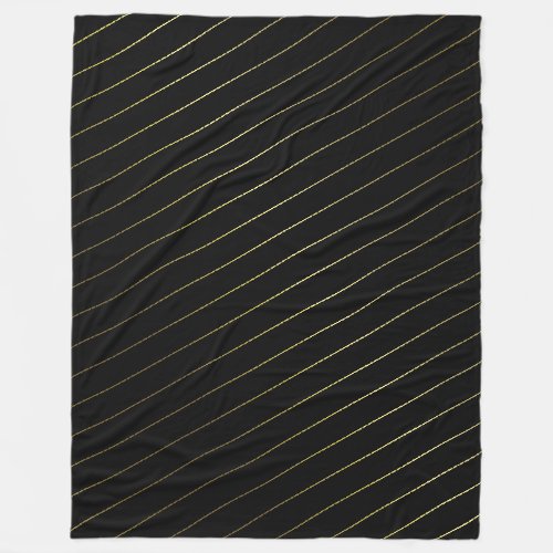 Trendy Black and Gold Striped Glamorous Design Fleece Blanket