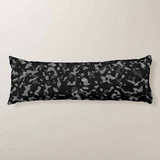 Trendy Black and Gray Camouflage Pattern Body Pillow (Front)