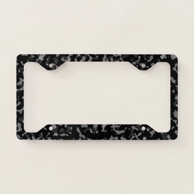 Trendy Black and Gray Camouflage Pattern License Plate Frame (Front)