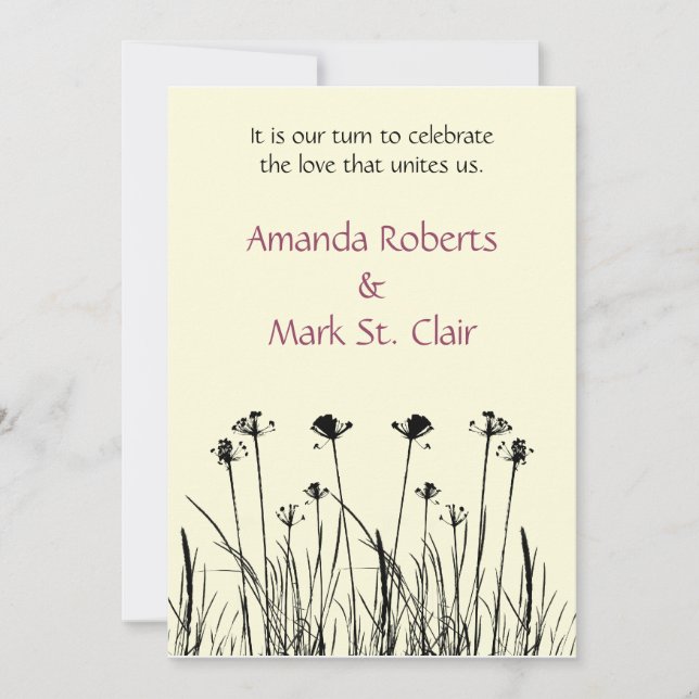 Trendy Black and Ivory Wedding Invitation (Front)