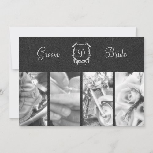 Trendy Black and White Biker Wedding Invitation