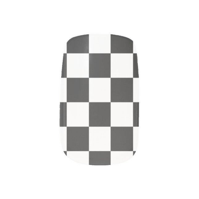 Trendy black and white checkered nail minx nail art (Left Thumb)