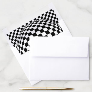 Trendy Black and White Distorted Checkerboard Envelope Liner