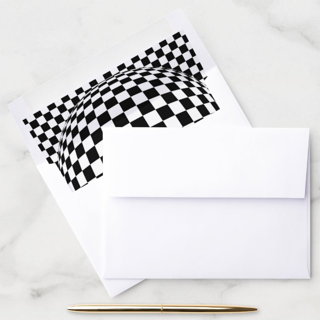 Trendy Black and White Distorted Checkerboard Envelope Liner (Desk)