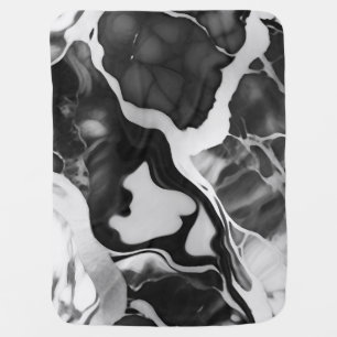Trendy Black and white faux marble Baby Blanket