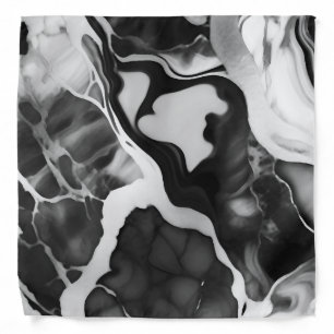 Trendy Black and white faux marble Bandana