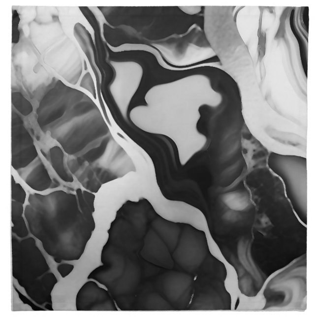Trendy Black and white faux marble Cloth Napkin (Front)
