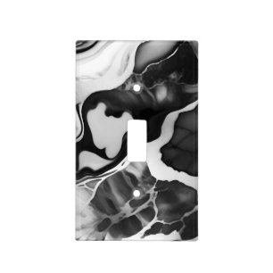 Trendy Black and white faux marble Light Switch Cover