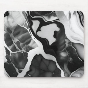 Trendy Black and white faux marble Mouse Pad
