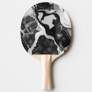 Trendy Black and white faux marble Ping Pong Paddle