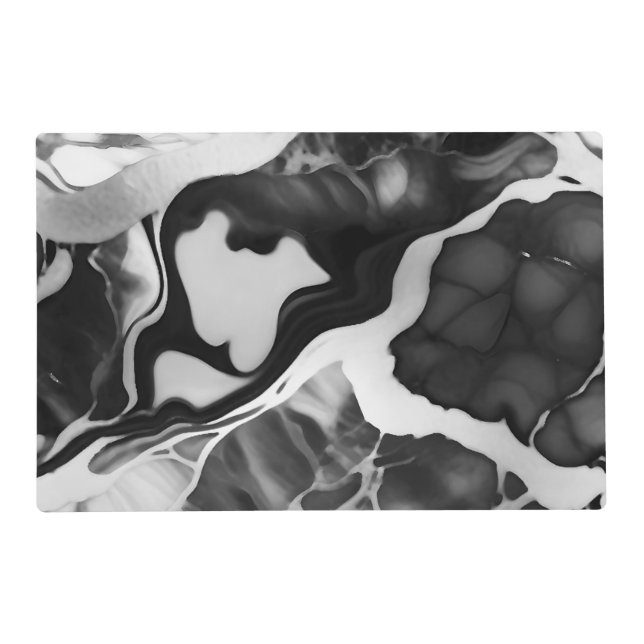 Trendy Black and white faux marble Placemat (Front)