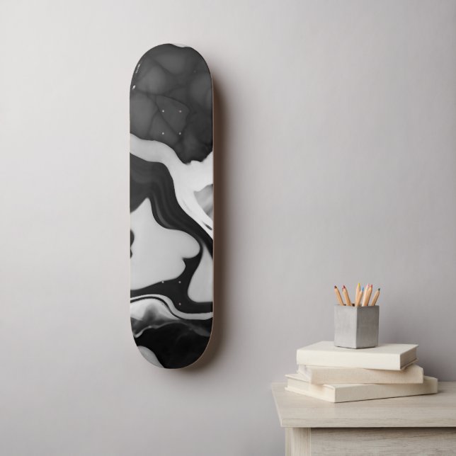 Trendy Black and white faux marble Skateboard (Wall Art)