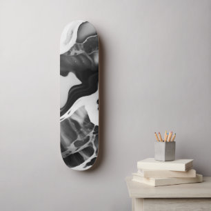 Trendy Black and white faux marble Skateboard