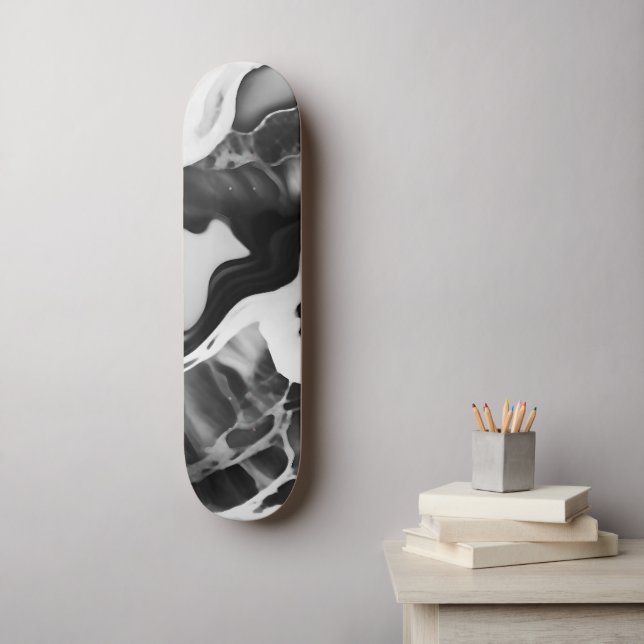 Trendy Black and white faux marble Skateboard (Wall Art)