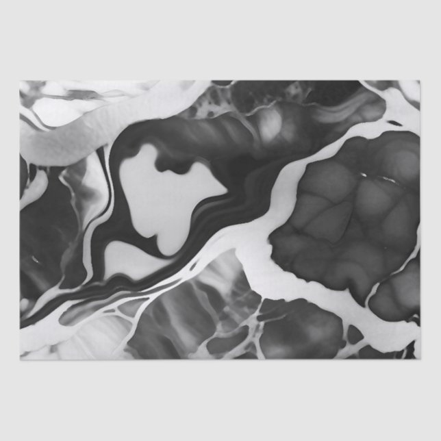 Trendy Black and white faux marble  Tissue Paper (Front)