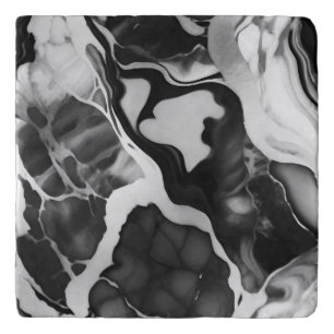 Trendy Black and white faux marble Trivet
