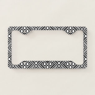 Trendy Black and White Geometric Pattern License Plate Frame